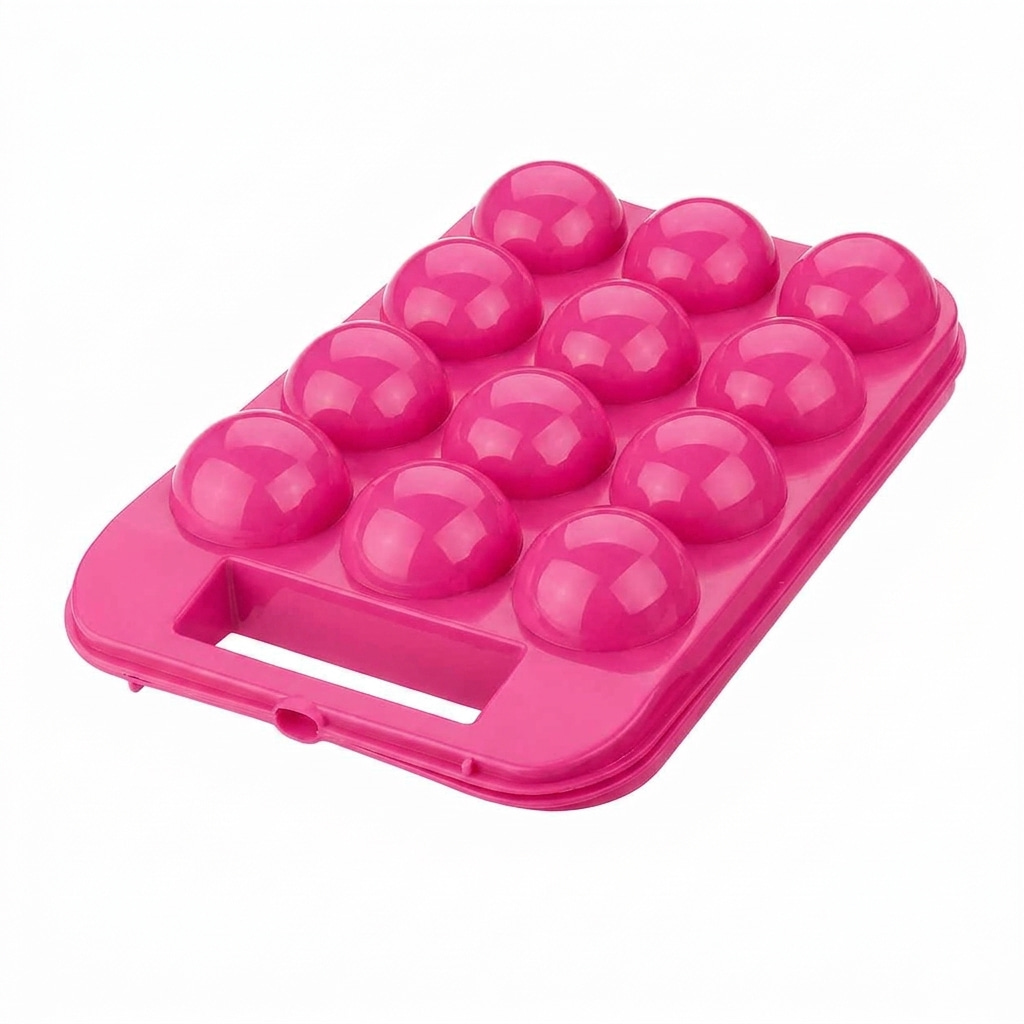 Portable Plastic Egg Holder Carrier Storage Box For 12 Eggs, 1 Piece